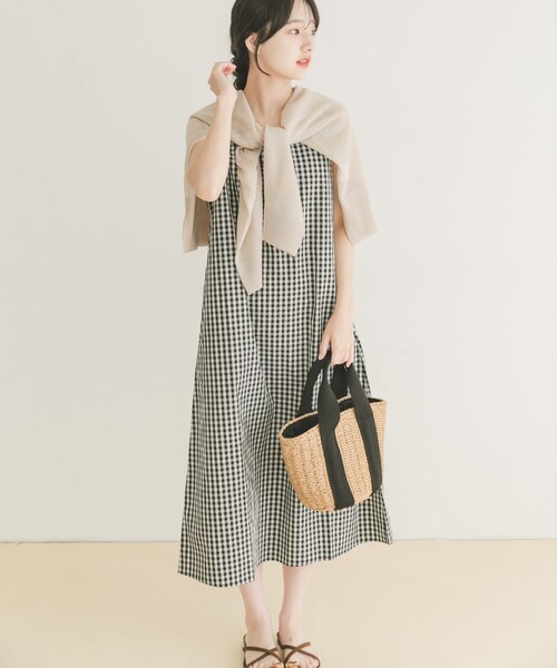 ITEMS URBANRESEARCH（アイテムズ アーバンリサーチ）の「サッカーノースリーブワンピース（ワンピース・レディース・CHK/BLK/BRN・FREE）」の4枚目の写真