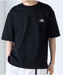 nissen | BEER刺しゅうオーバーサイズ5分袖Tシャツ【大きいサイズ有】(Tシャツ/カットソー)