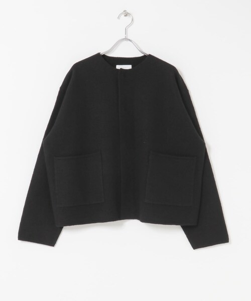 かぐれ（カグレ）の「圧縮ウールショートジャケット（ノーカラージャケット・レディース・GREGE/BLACK・Free）」の11枚目の写真