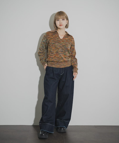 THE GOODLAND MARKET（ザグッドランドマーケット）の「COOHEM　ONI KASURI WOOL KNIT PULLOVER（ニット/セーター・レディース・04BLUE/02RED・Free）」の18枚目の写真