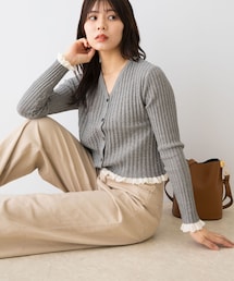 F by ROSSO | F by ROSSO　スパンコールフリルリブカーディガン(カーディガン/ボレロ)