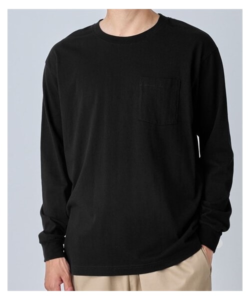 nissen（ニッセン）の「綿１００％ヘビーウェイトオーバーサイズ長袖Tシャツ（胸ポケット付）【大きいサイズ有】（Tシャツ/カットソー・メンズ・オフホワイト/チャコール/ネイビー/黒・M/L/LL/3L/4L/5L/6L/8L/10L）」の12枚目の写真