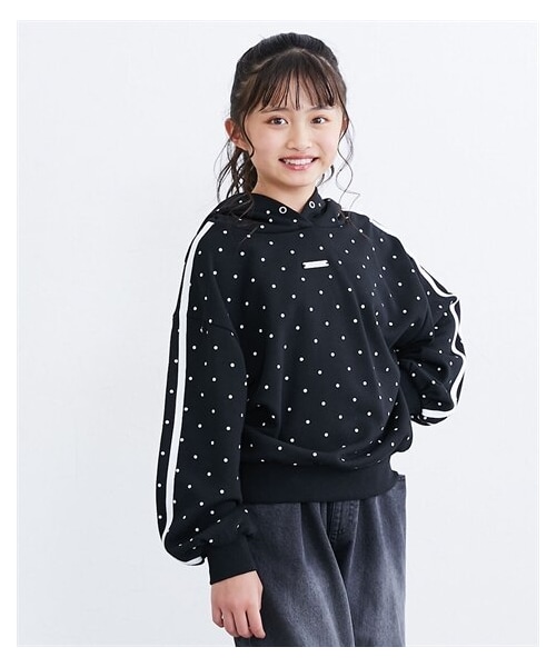 nissen（ニッセン）の「ドット総柄パーカースウェットトレーナー（女の子）（スウェット・キッズ・黒/オフホワイト・140/150/160）」の7枚目の写真