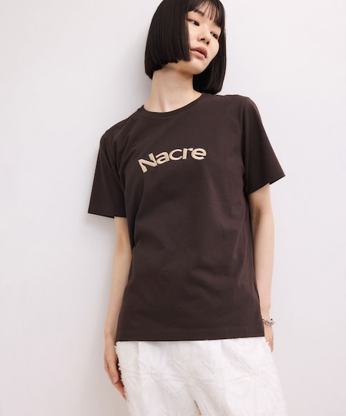 ADAM ET ROPE'(アダムエロペ)の「【WEB限定】クリーンタッチコットン刺しゅうロゴT(Tシャツ/カットソー・レディース・ホワイト/ダークブラウン/ネイビー/ピンク系・F)」の2枚目の写真