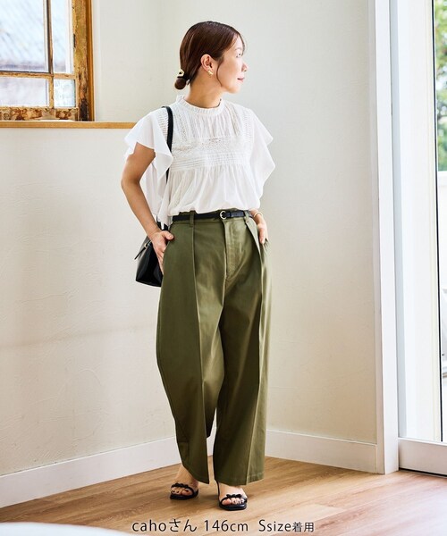 ROPE' PICNIC（ロペピクニック）の「【cahoさんコラボ】低身長・小柄さんサイズ ウエストタックチノパンツ（チノパンツ・レディース・ベージュ/カーキ・M/S）」の18枚目の写真