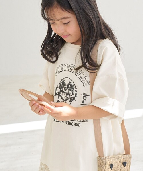 ROPE' PICNIC（ロペピクニック）の「【KIDS】DOGプリントトップス（Tシャツ/カットソー・キッズ・オフホワイト/サックス/ピンク・L/M/S）」の2枚目の写真