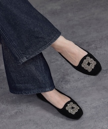 【MALUS（マリュス）】Velvet bijou shoes / ベルベットビジューパンプス