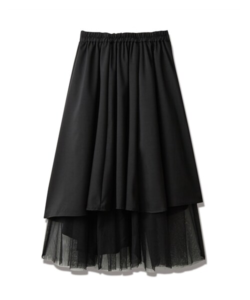 nissen（ニッセン）の「アシンメトリーチュール使いスカート（スカート・レディース・ベージュ杢/黒・S/M/L/LL/3L）」の12枚目の写真