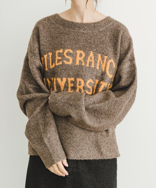 ITEMS URBANRESEARCH（アイテムズ アーバンリサーチ）の「ブークレビッグロゴニット（ニット/セーター・レディース・BRN/L.GRAY/MNT・FREE）」の13枚目の写真