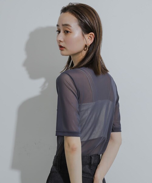 SENSE OF PLACE by URBAN RESEARCH（センスオブプレイスバイアーバンリサーチ）の「コードシシュウカットトップ（Tシャツ/カットソー・レディース・CHARCOAL/IVORY/BROWN・one）」の17枚目の写真