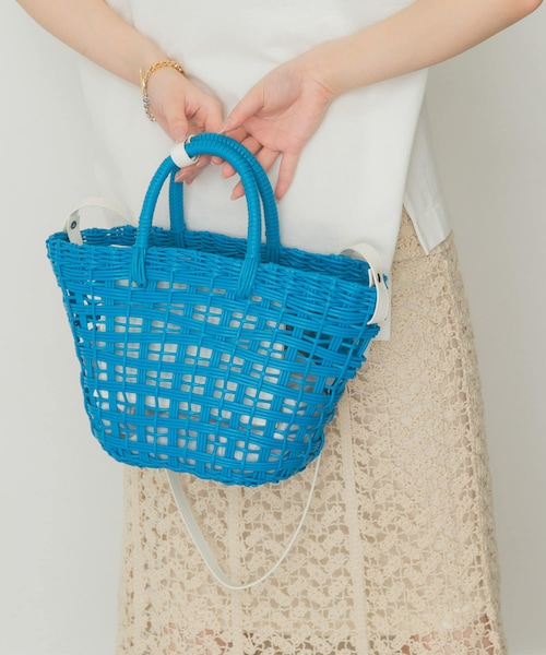 RODE SKO（ロデスコ）の「ショルダー付編みかごバッグ（かごバッグ・レディース・BROWN/WHITE/GREEN/BLUE・one）」の4枚目の写真