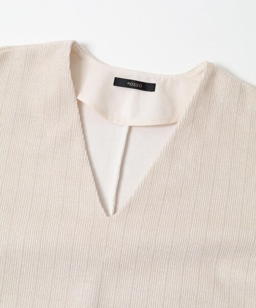 URBAN RESEARCH ROSSO（アーバンリサーチロッソ）の「Vネックモールラメプルオーバー（Tシャツ/カットソー・レディース・IVORY/NAVY・Free）」の8枚目の写真