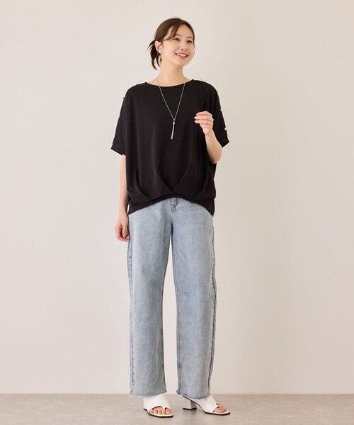 Jayro（ジャイロ）の「金釦裾タックプルオーバー（Tシャツ/カットソー・レディース・ブラック/ホワイト/グリーン/ブルー・M）」の9枚目の写真