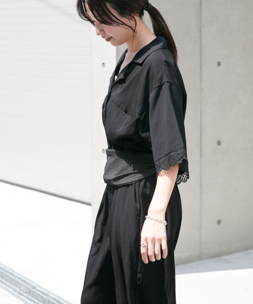 ITEMS URBANRESEARCH(アイテムズ アーバンリサーチ)の「レースドッキングオールインワン(つなぎ/オールインワン・レディース・BLK/D/BRN・Free)」の5枚目の写真