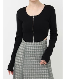 RESEXXY | ジップデザインクロップドニットトップス(ニット/セーター)