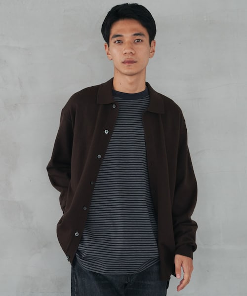 URBAN RESEARCH DOORS（アーバンリサーチドアーズ）の「『XLサイズ/WEB限定/仁村紗和さん着用』『UR TECH 200日ニット』シャツ カーディガン（カーディガン/ボレロ・メンズ・YEL KHK/BROWN/CHARCOAL/L/GRY/BLUE GREEN・M/L/XL）」の3枚目の写真