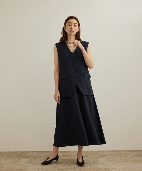 ROPE'（ロペ）の「尾州リネンオーバーロングジレ（ベスト・レディース・ベージュ/ネイビー・36/38）」の19枚目の写真