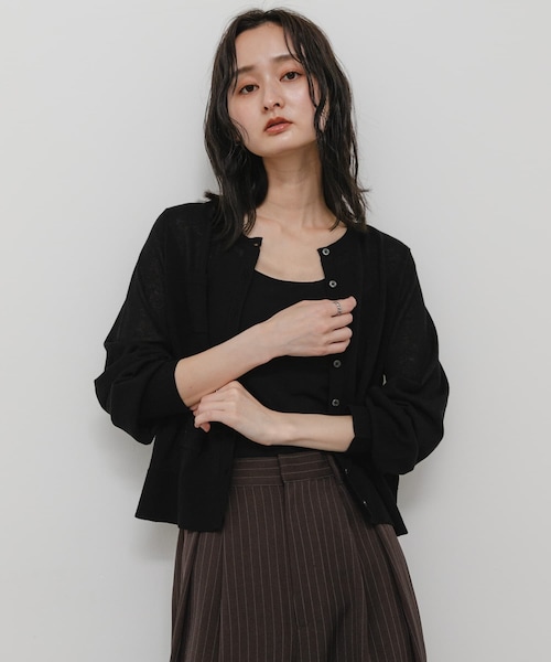 SENSE OF PLACE by URBAN RESEARCH（センスオブプレイスバイアーバンリサーチ）の「『洗濯可』UVケアポケットシアーカーディガン（カーディガン/ボレロ・レディース・IVORY/BLACK/GRAY/BLUE・One）」の15枚目の写真