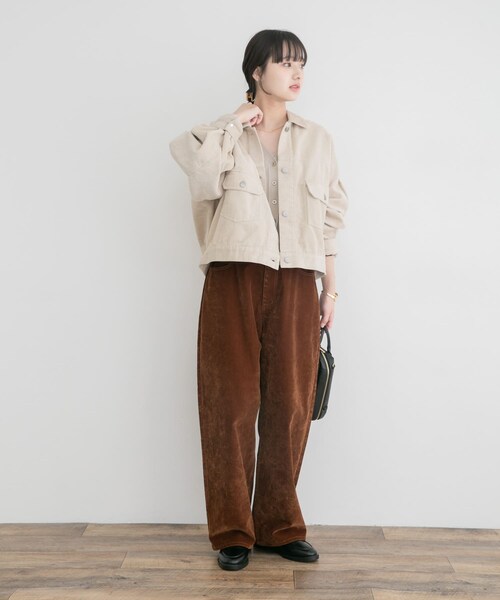 ITEMS URBANRESEARCH（アイテムズ アーバンリサーチ）の「コーデュロイジャケット（カバーオール・レディース・ECRU/CHA/CHERRY・Free）」の11枚目の写真
