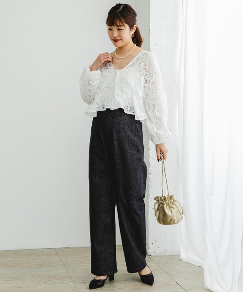 URBAN RESEARCH ROSSO（アーバンリサーチロッソ）の「F by ROSSO　コードレースブラウス（シャツ/ブラウス・レディース・OFF WHITE/BLACK・FREE）」の10枚目の写真