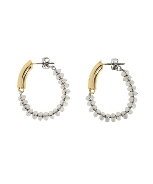 ELENDEEK(エレンディーク)の「METAL BEADS HOOP PIERCE(ピアス(両耳用)・レディース・シルバー/ゴールド・F)」の1枚目の写真