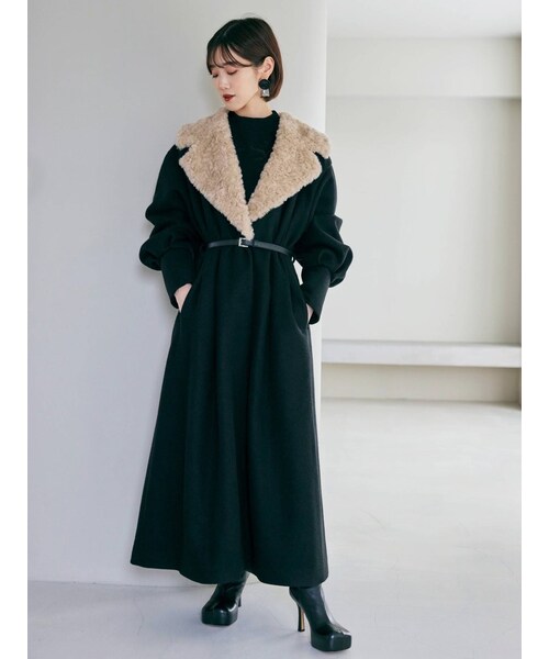 MURUA（ムルーア）の「【YUKKOコラボ】ボアカラータックロングコート