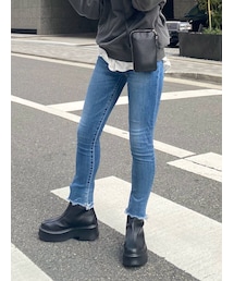 Ungrid | ハイウエストフレイドヘムストスリ(デニムパンツ)