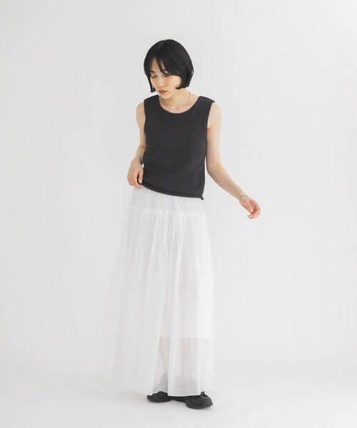 KBF（ケイビーエフ）の「タックプリーツフレアスカート（スカート・レディース・OFF/BLACK/BROWN・One）」の8枚目の写真
