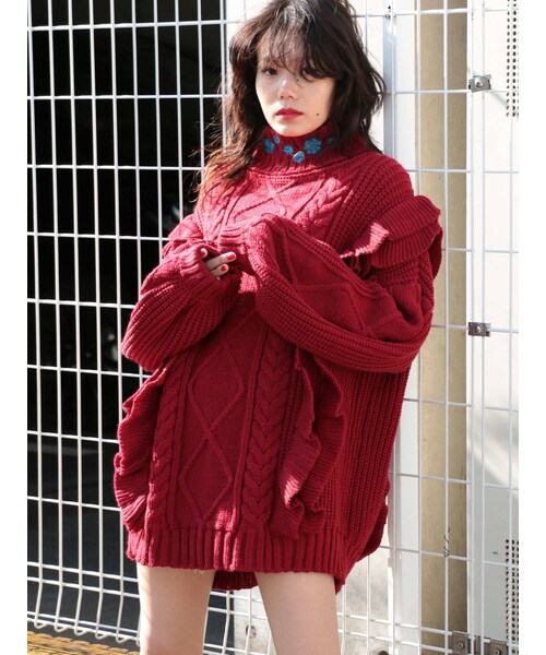 jouetie（ジュエティ）の「フリルエンブロイダリーニット（ニット