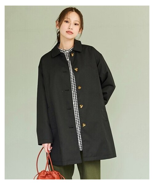 nissen（ニッセン）の「大きいサイズ 綿混ふわっと柔らかゆるシルエットステンカラーコート（ステンカラーコート・レディース・キャメルベージュ/グレイッシュブルー/エクリュ/ネイビー/黒/カーキ/ピンクベージュ/ラベンダー・L/LL/3L/4L/5L/6L/8L/10L）」の14枚目の写真