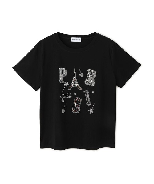 Jayro（ジャイロ）の「PARISキラキラロゴTシャツ（Tシャツ/カットソー・レディース・ブラック系/ホワイト系・F）」の3枚目の写真