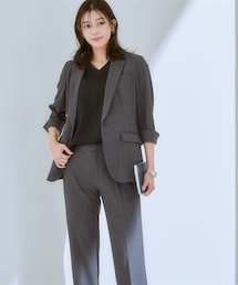 nissen | 【レディーススーツ】パンツスーツ（７分袖テーラードジャケット＋ストレートパンツ）（タテヨコストレッチ素材）(フォーマルスーツ/小物)