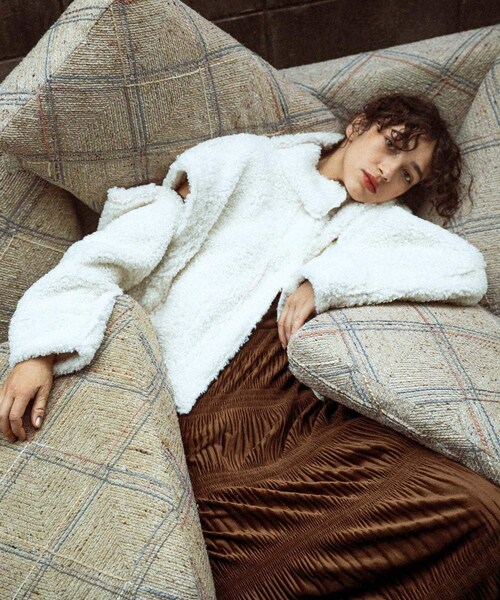 KBF（ケイビーエフ）の「マルチWAYボアジャケット（テーラードジャケット・レディース・BEIGE/IVORY/BLACK・one）」の13枚目の写真