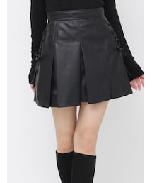 EATME | レースアップフェイクレザープリーツスカート(スカート)