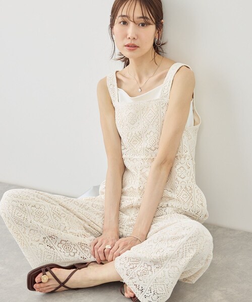 ROPE' PICNIC(ロペピクニック)の「幾何学レースオールインワン(つなぎ/オールインワン・レディース・キナリ/ブラウン・F)」の8枚目の写真