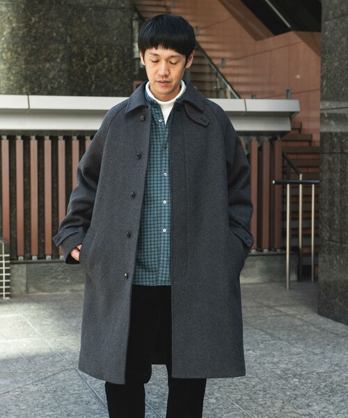 URBAN RESEARCH DOORS（アーバンリサーチドアーズ）の「ウールメルトンステンカラーコート（ステンカラーコート・メンズ・CHECK/CHARCOAL/BLACK・M/L）」の16枚目の写真