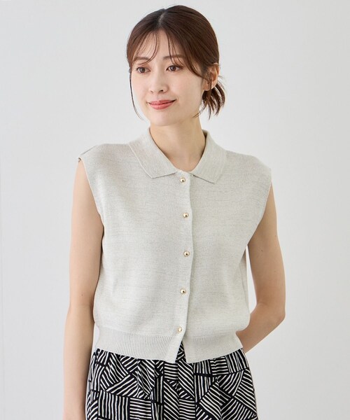 Jayro（ジャイロ）の「ノースリポロ衿ニット（ニット/セーター・レディース・ブラック/グレー/ホワイト系・M）」の6枚目の写真