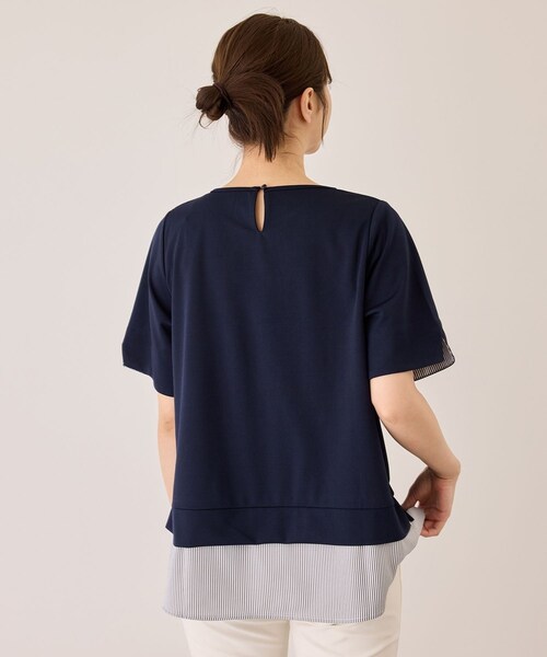 Jayro(ジャイロ)の「配色ストライプ半袖カットソー(Tシャツ/カットソー・レディース・チャコール/ベージュ系/ネイビー/ブルー系・M)」の20枚目の写真
