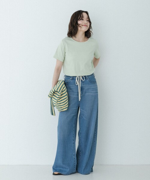 URBAN RESEARCH Sonny Label（アーバンリサーチサニーレーベル）の「パイルボーダービッグトート（トートバッグ・レディース・チャコール/グリーン/ブルー・One）」の14枚目の写真