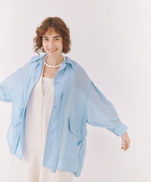 ADAM ET ROPE'（アダムエロペ）の「セルロースリネンオーバーシャツ（シャツ/ブラウス・レディース・ブラック/サックス/クリーム/ホワイト系・F）」の19枚目の写真