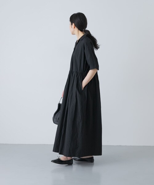 かぐれ（カグレ）の「オープンカラーシャツワンピース（ワンピース・レディース・NAVY/BLACK・Free）」の5枚目の写真