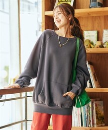 nissen | 大きいサイズキチンと見え裏起毛ビッグシルエットロング丈トレーナー(チュニック)