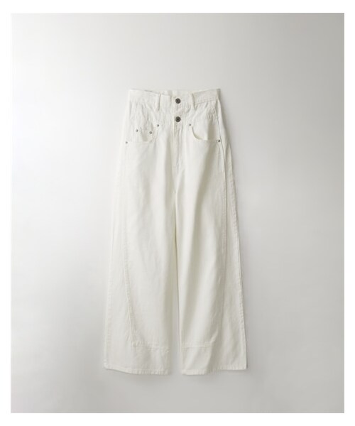 nissen（ニッセン）の「【Be praised】ハイウエストオーバーラップワイドデニムパンツ（パンツ・レディース・ブルーデニム/ホワイトデニム・M/L/LL）」の4枚目の写真