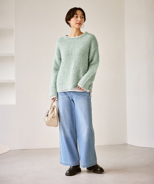 ROPE' PICNIC(ロペピクニック)の「ブークレカラーニット(ニット/セーター・レディース・ライトグレー/ホワイト/ライトグリーン/イエロー・F)」の19枚目の写真