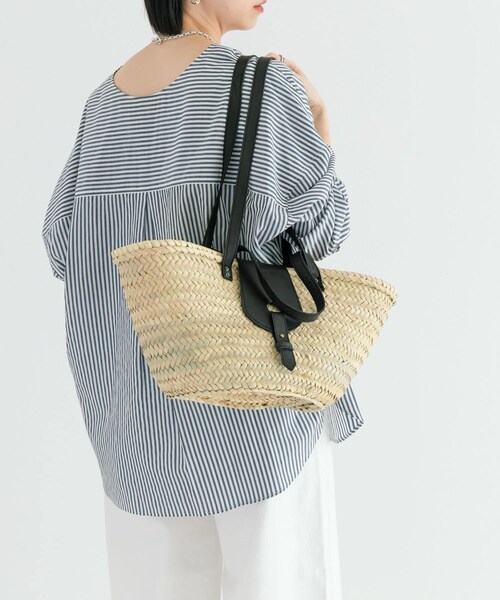 URBAN RESEARCH（アーバンリサーチ）の「『別注』KECH Le ESSENTIELS×UR　RAFFIALEATHER2WAYBAG（かごバッグ・レディース・Black/Brown・-）」の5枚目の写真