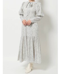 MERCURYDUO | 2WAYリボンプリントシャーリングワンピース(ワンピース)