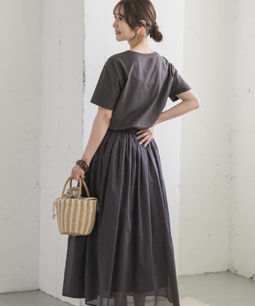 URBAN RESEARCH DOORS(アーバンリサーチドアーズ)の「『UR TECH』ボイルカットドッキングワンピース(ワンピース・レディース・BORDER/PINK/CHARCOAL・M)」の2枚目の写真
