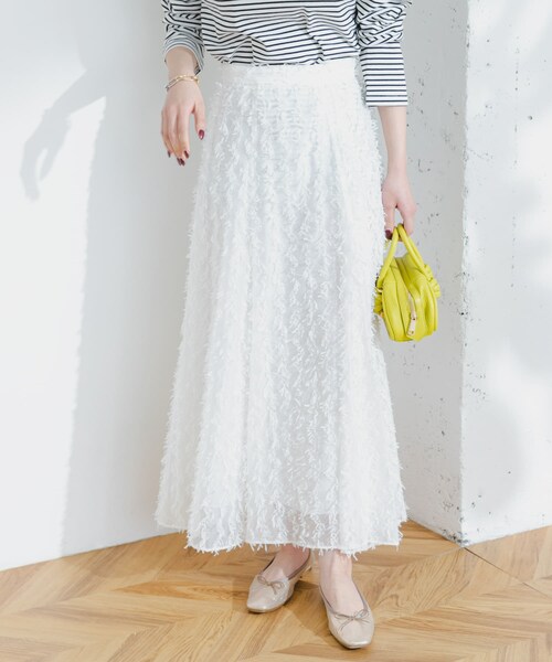 URBAN RESEARCH ROSSO（アーバンリサーチロッソ）の「F by ROSSO　リボンジャガードフレアスカート（スカート・レディース・WHITE/GRAY・36/38）」の5枚目の写真