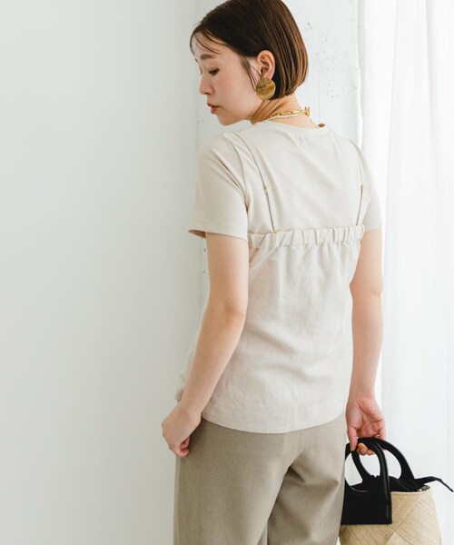 URBAN RESEARCH ROSSO（アーバンリサーチロッソ）の「F by ROSSO　リネン混ビスチェ+半袖Tシャツ（Tシャツ/カットソー・レディース・CCL×BLK/BEG×BEG/CHECK×OFF・FREE）」の9枚目の写真