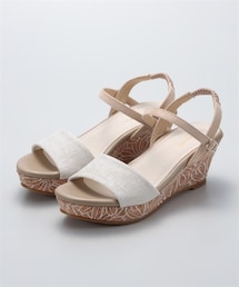 nissen | 花柄レース調刺しゅうふわふわ中敷ウェッジヒールサンダル（低反発中敷）(サンダル)